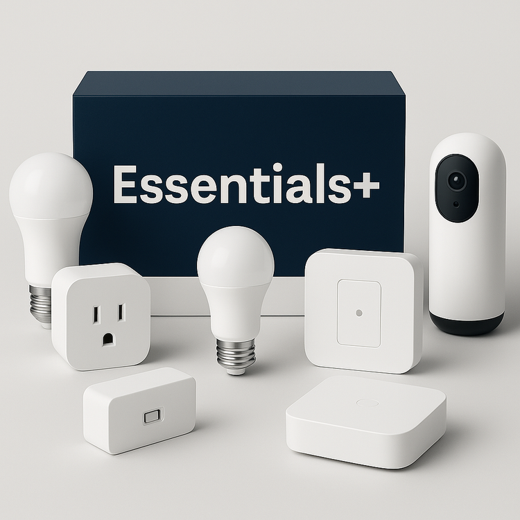 Productos inteligentes de la colección para el hogar, diseñados para ofrecer confort, seguridad y control total con tecnología avanzada y fácil uso. Soluciones domóticas esenciales que mejoran la calidad de vida.